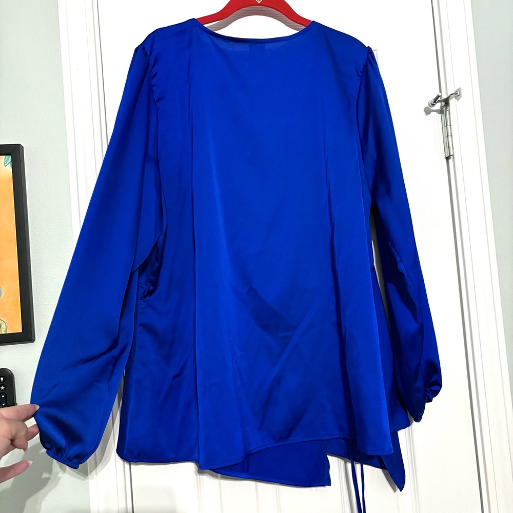 Liliana Royal Blue wrap blouse - Picture 6 of 7